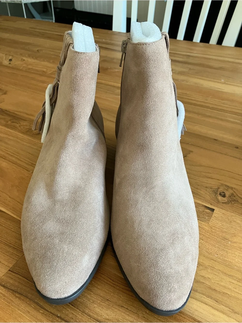 Bella Vita Suede Ankle Booties in Taupe